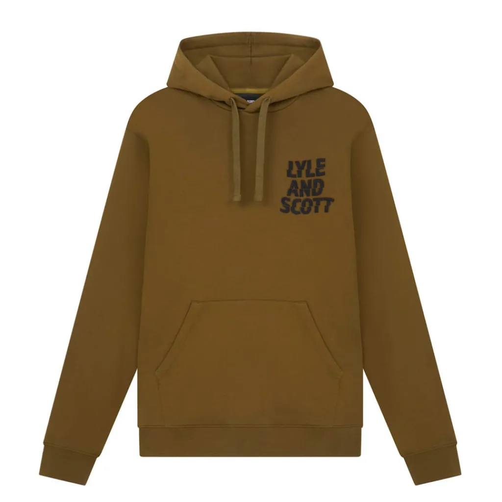 Sweatshirts|Hoodies*Lyle And Scott Ripple Logo Hoodie in olive