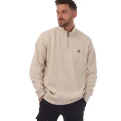 Knitwear*Lyle And Scott Shaker Stitch Quarter-Zip Sweater in Beige