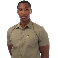 Shirts*Lyle And Scott Short Sleeve Poplin Shirt in olive