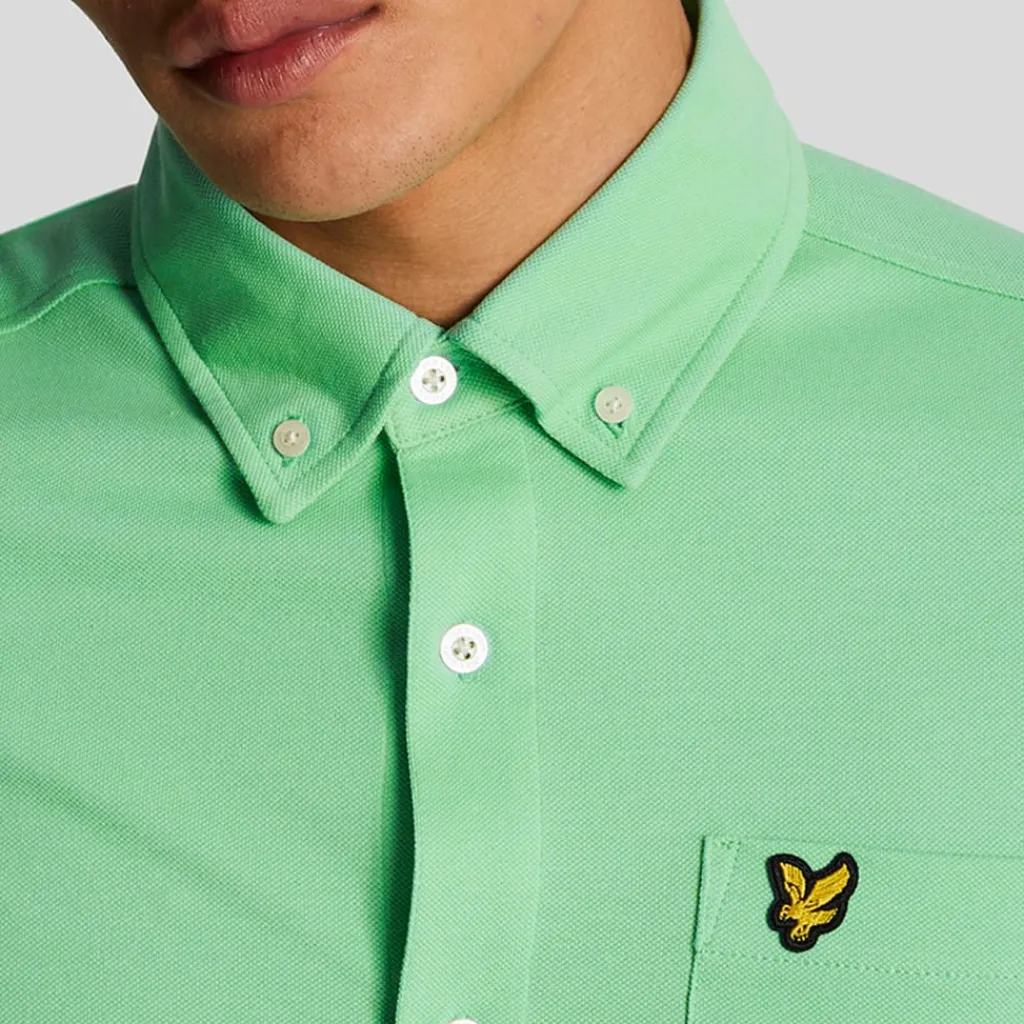 Shirts*Lyle And Scott Short Sleeve Pique Shirt in Green