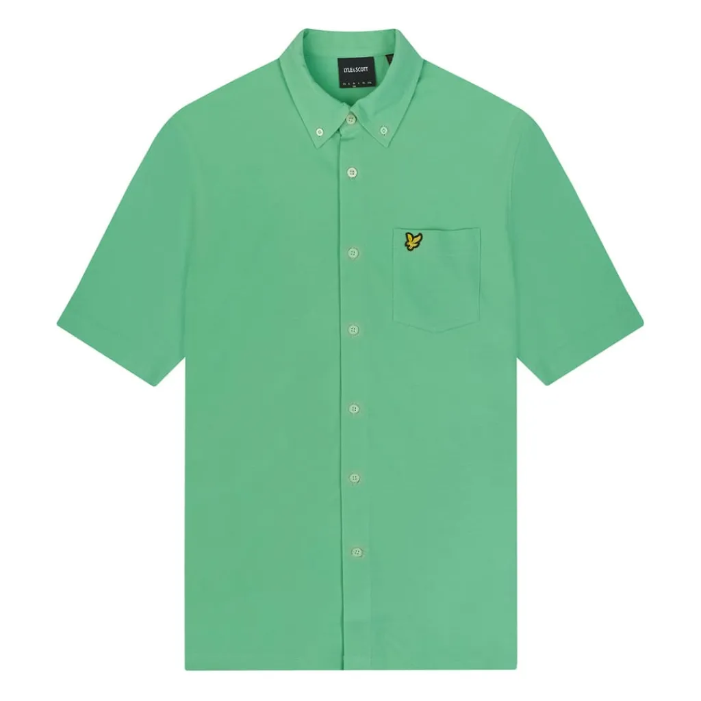 Shirts*Lyle And Scott Short Sleeve Pique Shirt in Green