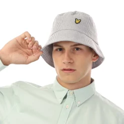 Caps-Hats*Lyle And Scott Stripe Bucket Hat in Grey White