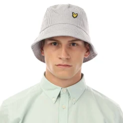 Caps-Hats*Lyle And Scott Stripe Bucket Hat in Grey White