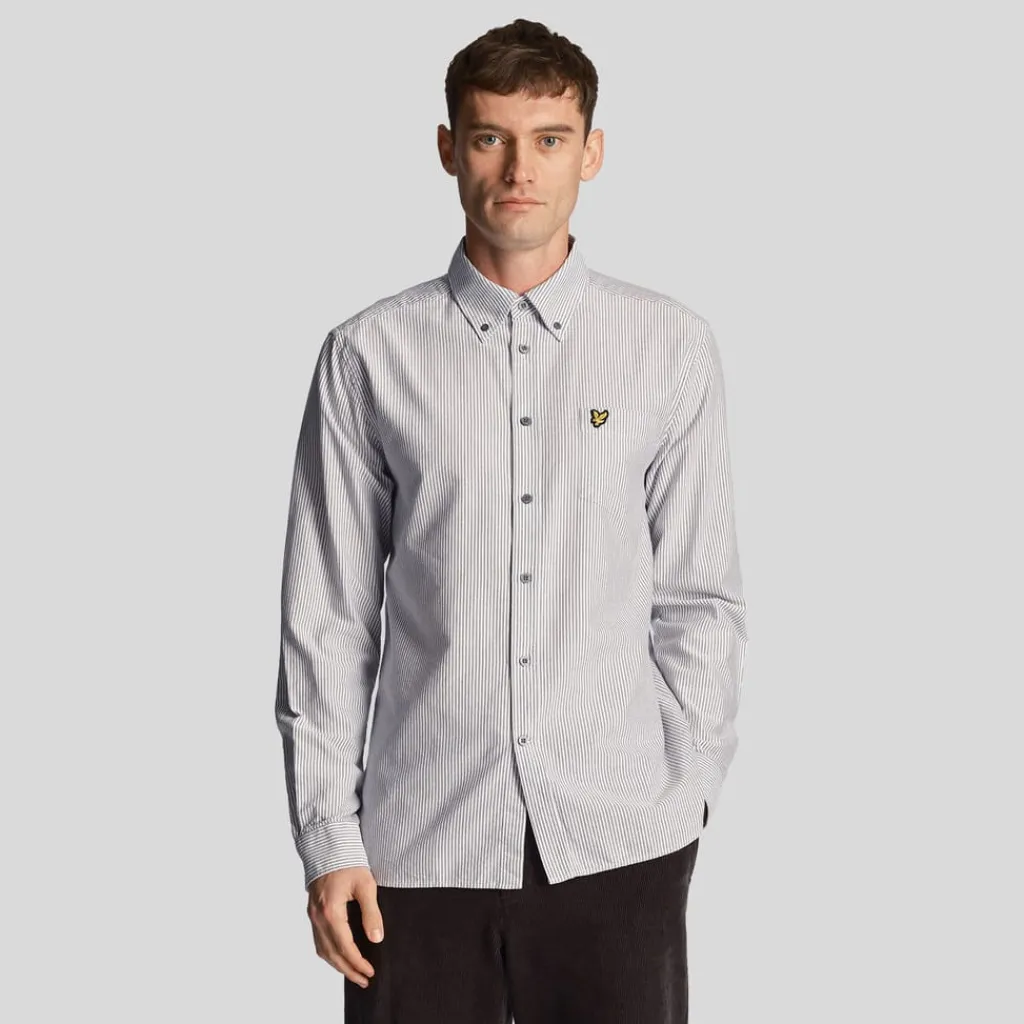Shirts*Lyle And Scott Stripe Oxford Shirt in Grey White