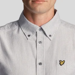 Shirts*Lyle And Scott Stripe Oxford Shirt in Grey White