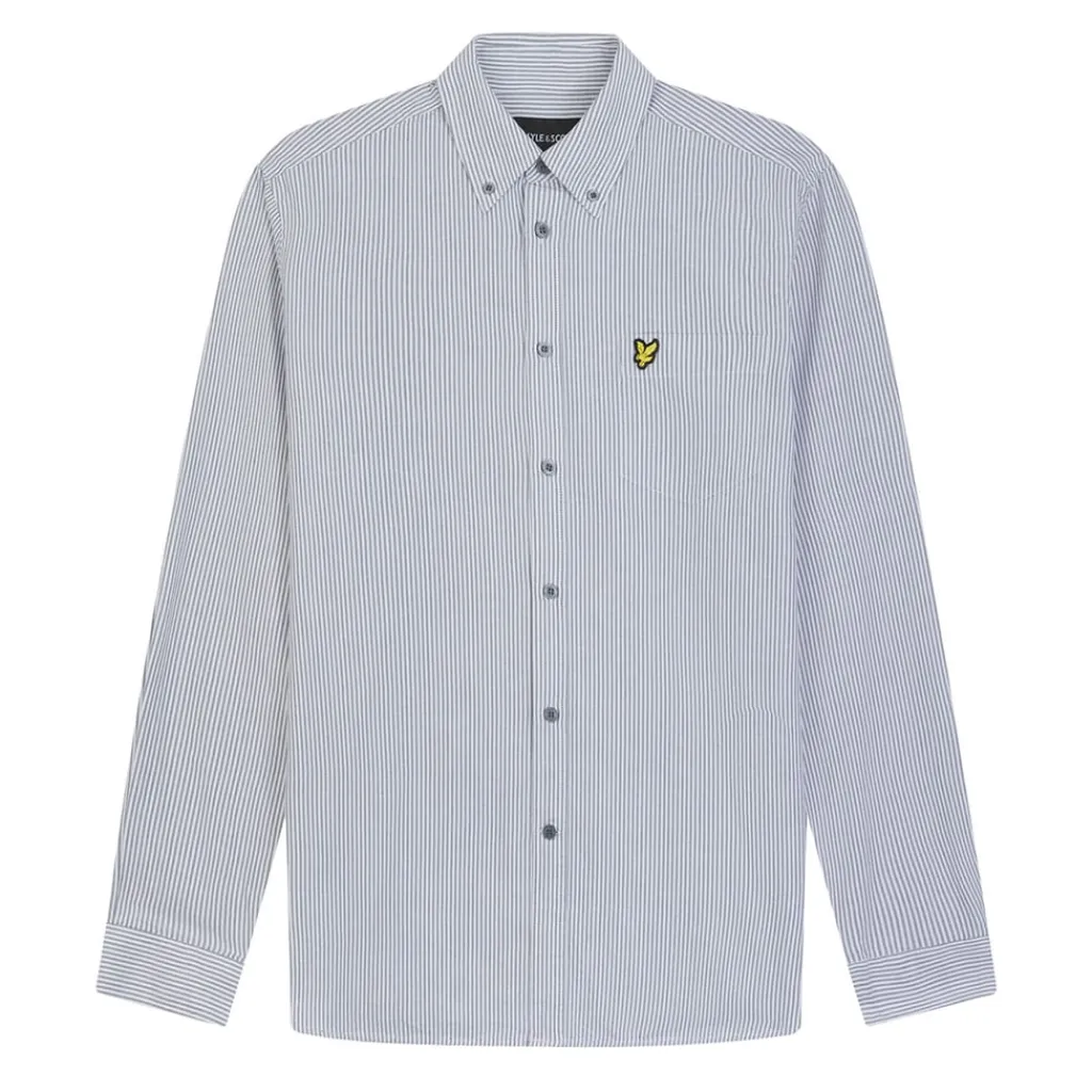 Shirts*Lyle And Scott Stripe Oxford Shirt in Grey White