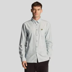 Shirts*Lyle And Scott Stripe Oxford Shirt in Green White