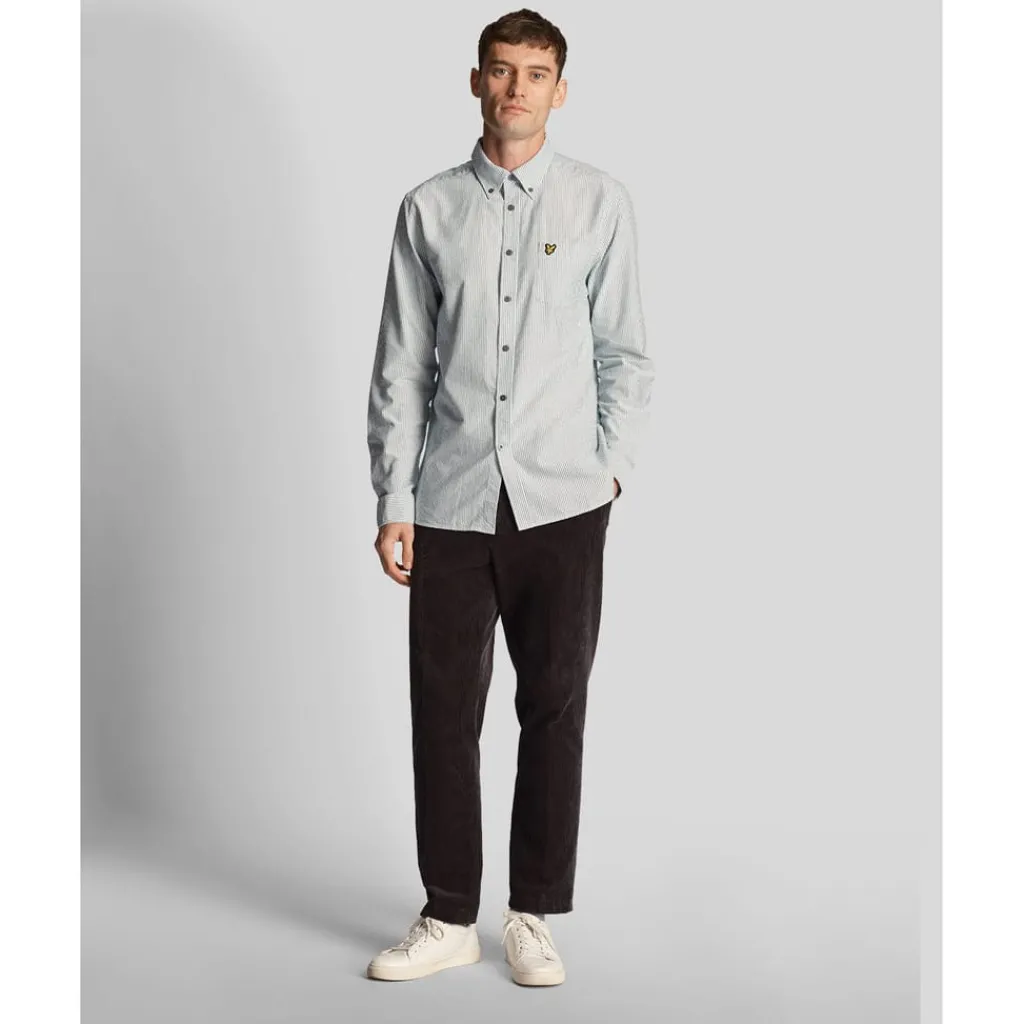 Shirts*Lyle And Scott Stripe Oxford Shirt in Green White
