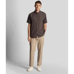 Shirts*Lyle And Scott Textured Stripe Short Sleeve Shirt in Gunmetal