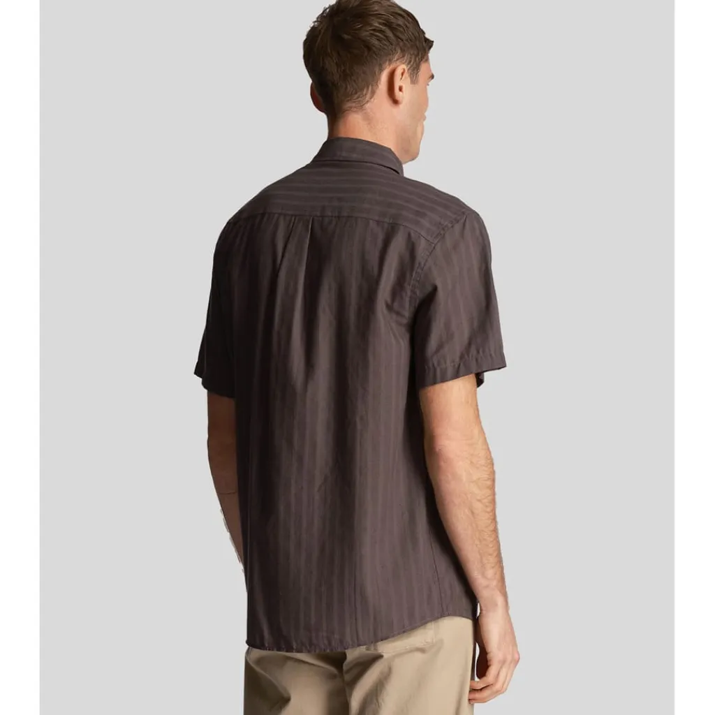 Shirts*Lyle And Scott Textured Stripe Short Sleeve Shirt in Gunmetal