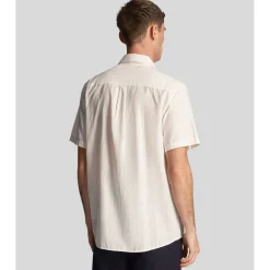Shirts*Lyle And Scott Textured Stripe Short Sleeve Shirt in White