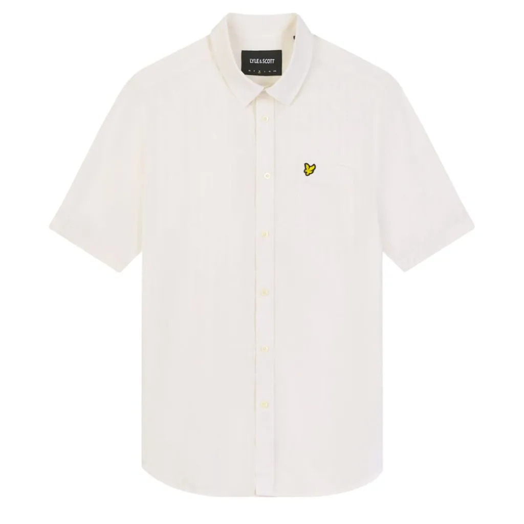 Shirts*Lyle And Scott Textured Stripe Short Sleeve Shirt in White