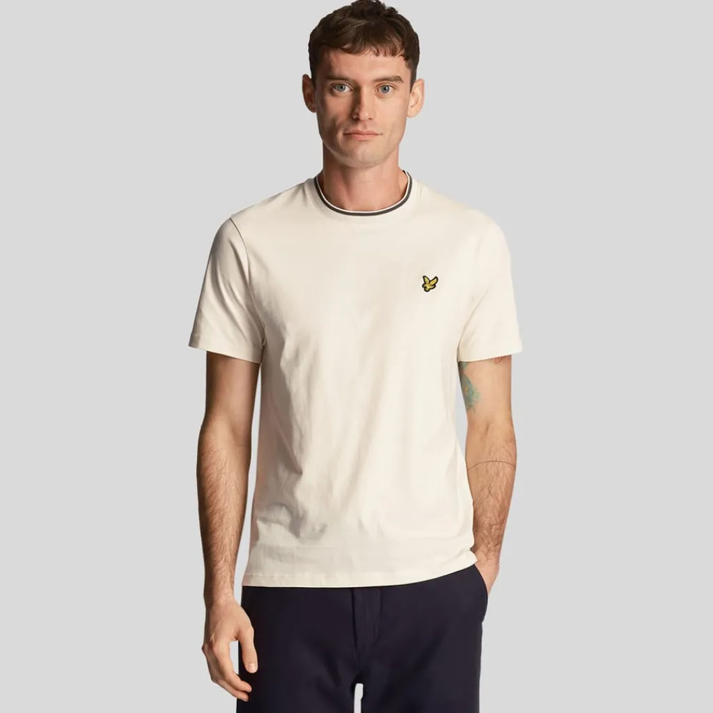 T-Shirts And Vests*Lyle And Scott Tipped T-Shirt in White Grey