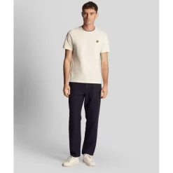 T-Shirts And Vests*Lyle And Scott Tipped T-Shirt in White Grey
