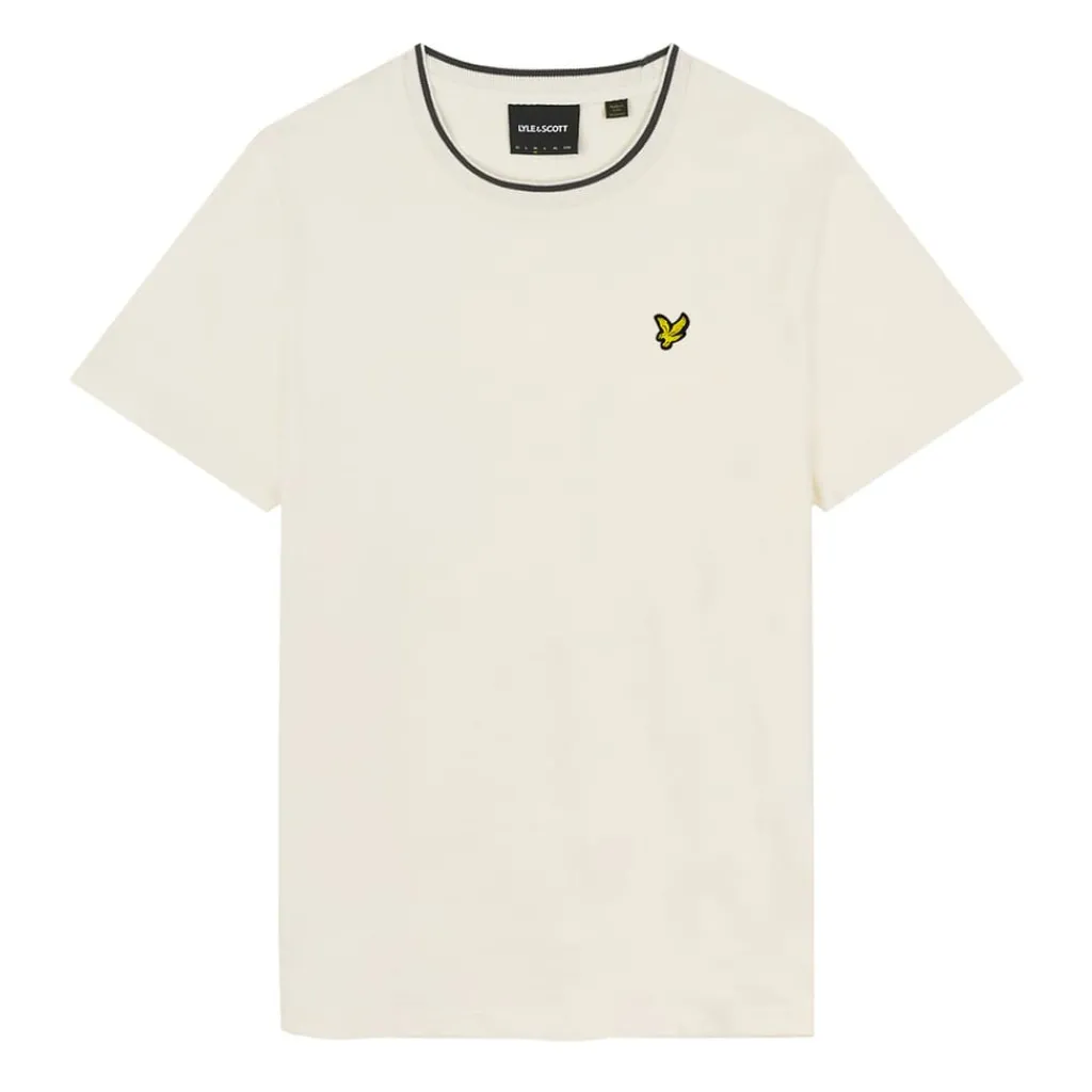 T-Shirts And Vests*Lyle And Scott Tipped T-Shirt in White Grey