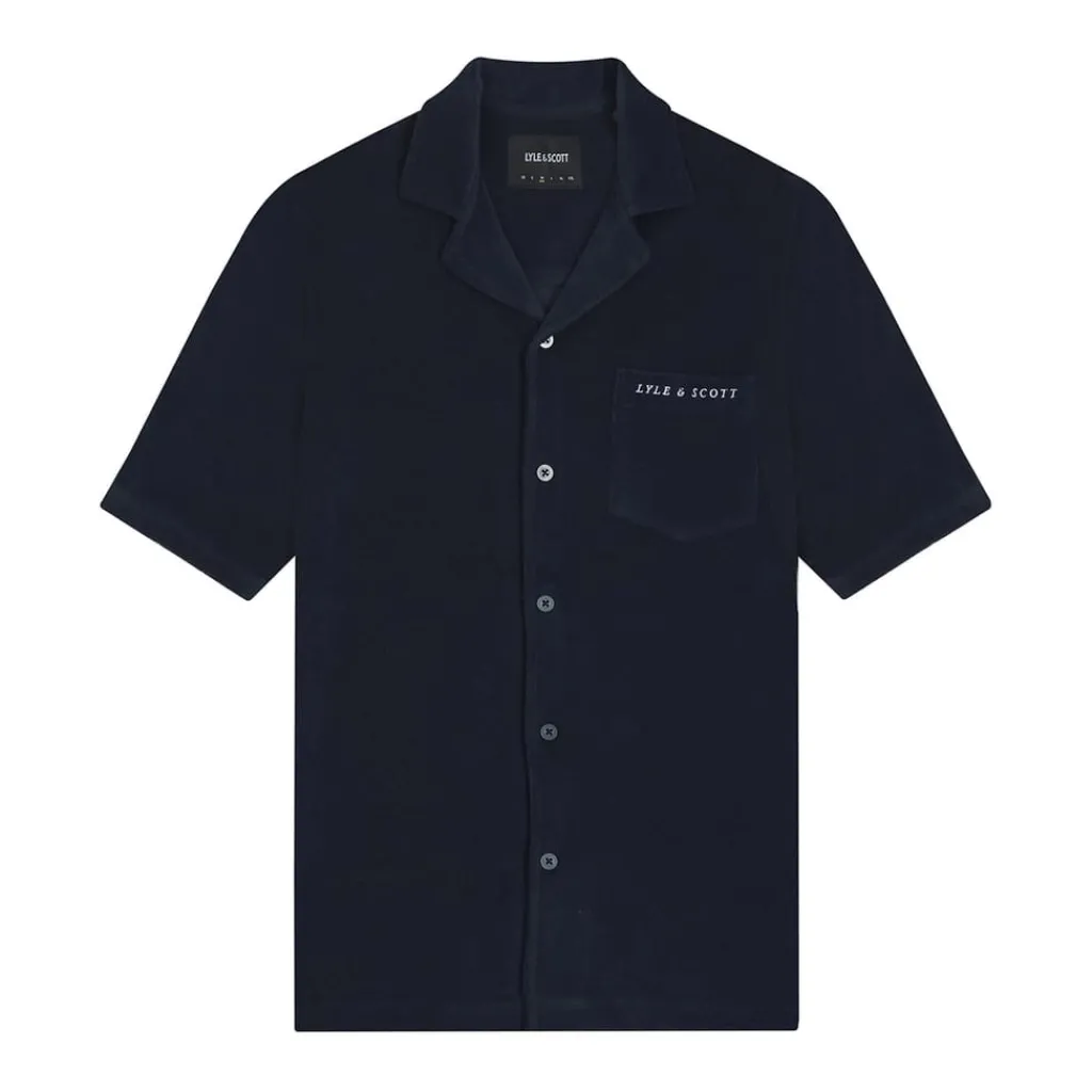 Shirts*Lyle And Scott Towelling Resort Shirt in Navy