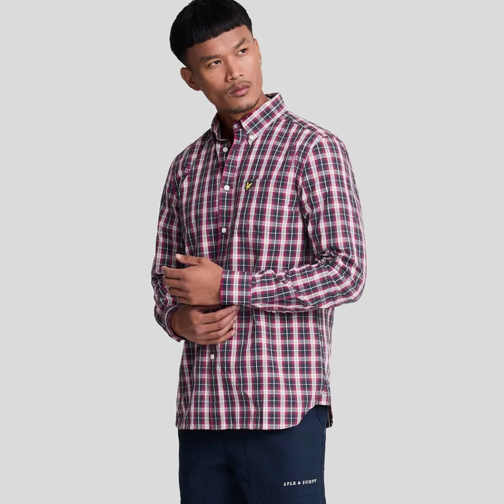 Shirts*Lyle And Scott Washed Check Poplin Shirt in Navy