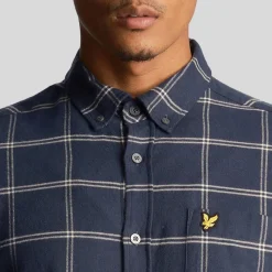 Shirts*Lyle And Scott Windowpane Shirt in Navy