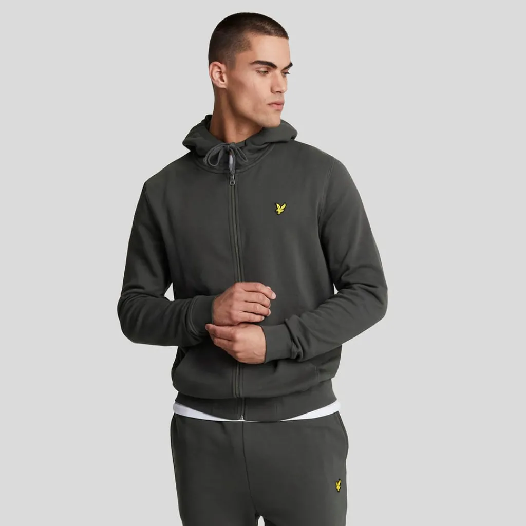 Hoodies*Lyle And Scott Zip Through Hoodie in Gunmetal