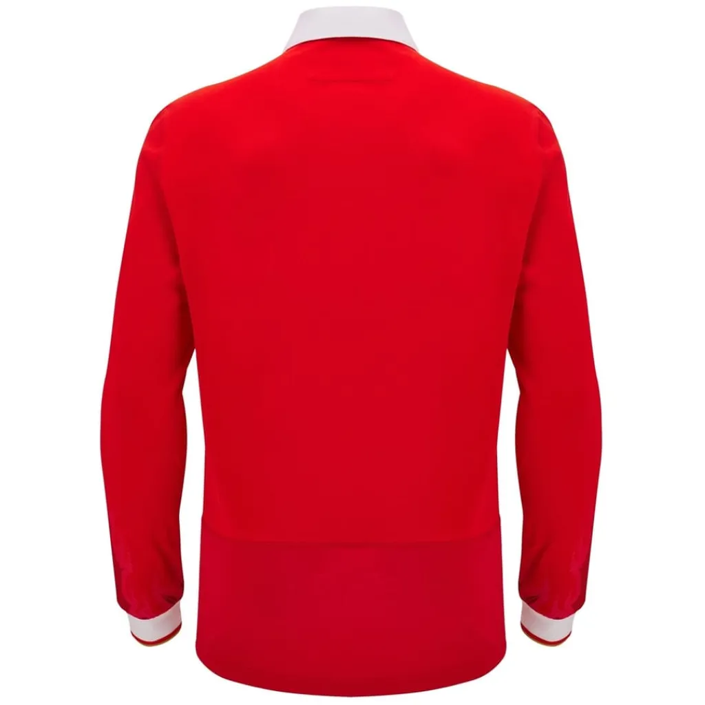 Football And Rugby Clothing*Macron Welsh Rugby Union Home Long Sleeve Shirt 2024 2025 Adults in Red
