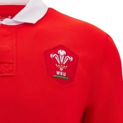 Football And Rugby Clothing*Macron Welsh Rugby Union Home Long Sleeve Shirt 2024 2025 Adults in Red