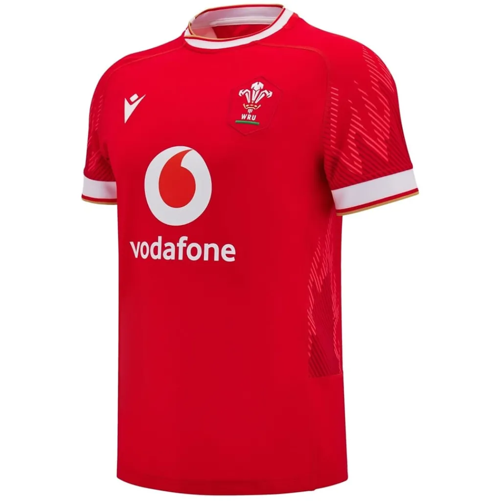 Football And Rugby Clothing*Macron Welsh Rugby Union Authentic Home Shirt 2024 Adults in Red