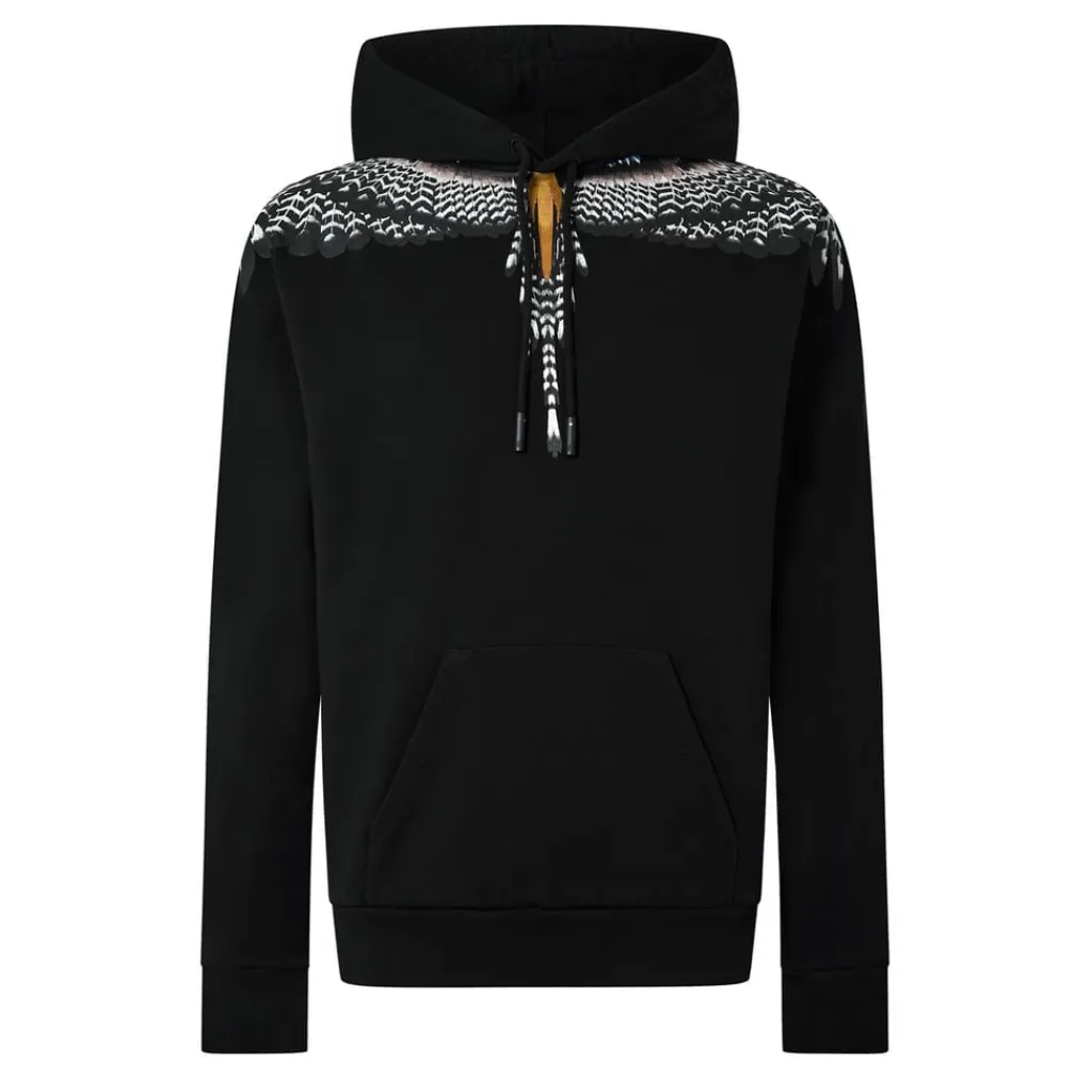 Hoodies*Marcelo Burlon GRIZZLY WINGS Hooded Large Genie Sweatshirt in Black
