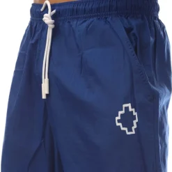Trousers*Marcelo Burlon Tempera Cross Nylon Jogging Bottoms in Blue-White