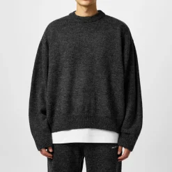 Knitwear*MKI MIYUKI ZOKU Mohair Oversize Crew Neck Sweater in Black