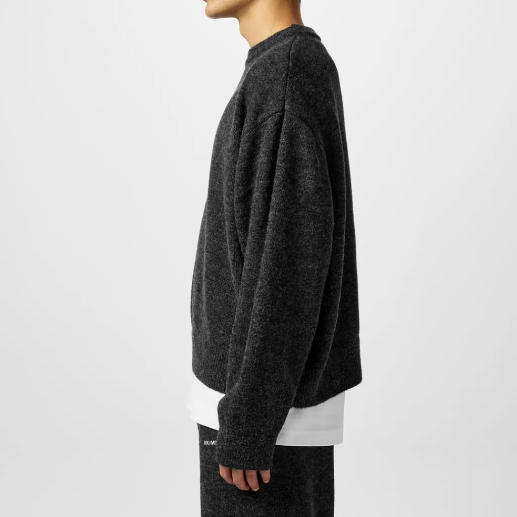 Knitwear*MKI MIYUKI ZOKU Mohair Oversize Crew Neck Sweater in Black