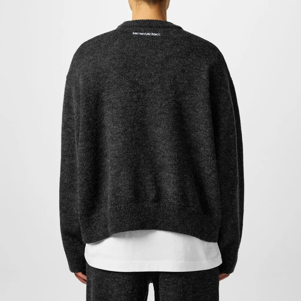 Knitwear*MKI MIYUKI ZOKU Mohair Oversize Crew Neck Sweater in Black