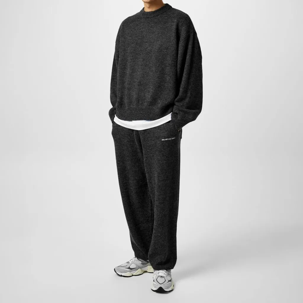 Knitwear*MKI MIYUKI ZOKU Mohair Oversize Crew Neck Sweater in Black