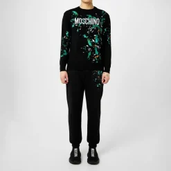 Knitwear*Moschino Paint Knit Sweatshirt in Black