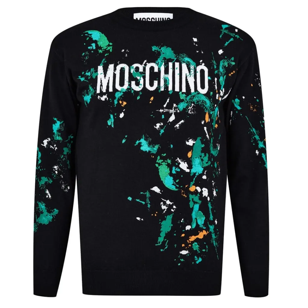 Knitwear*Moschino Paint Knit Sweatshirt in Black