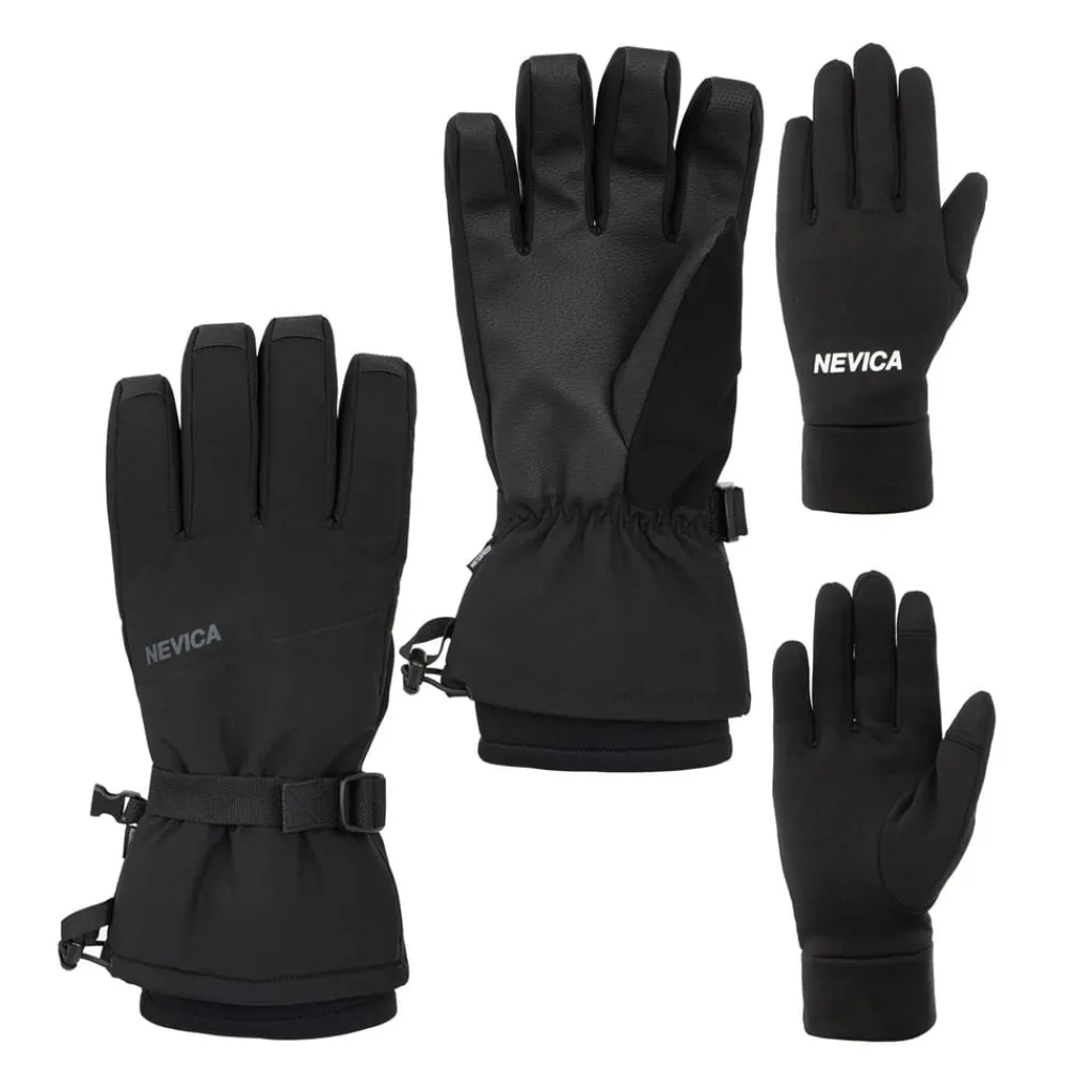 Gloves-Scarves-Umbrellas*Nevica Mens 3 In 1 Gloves in Black