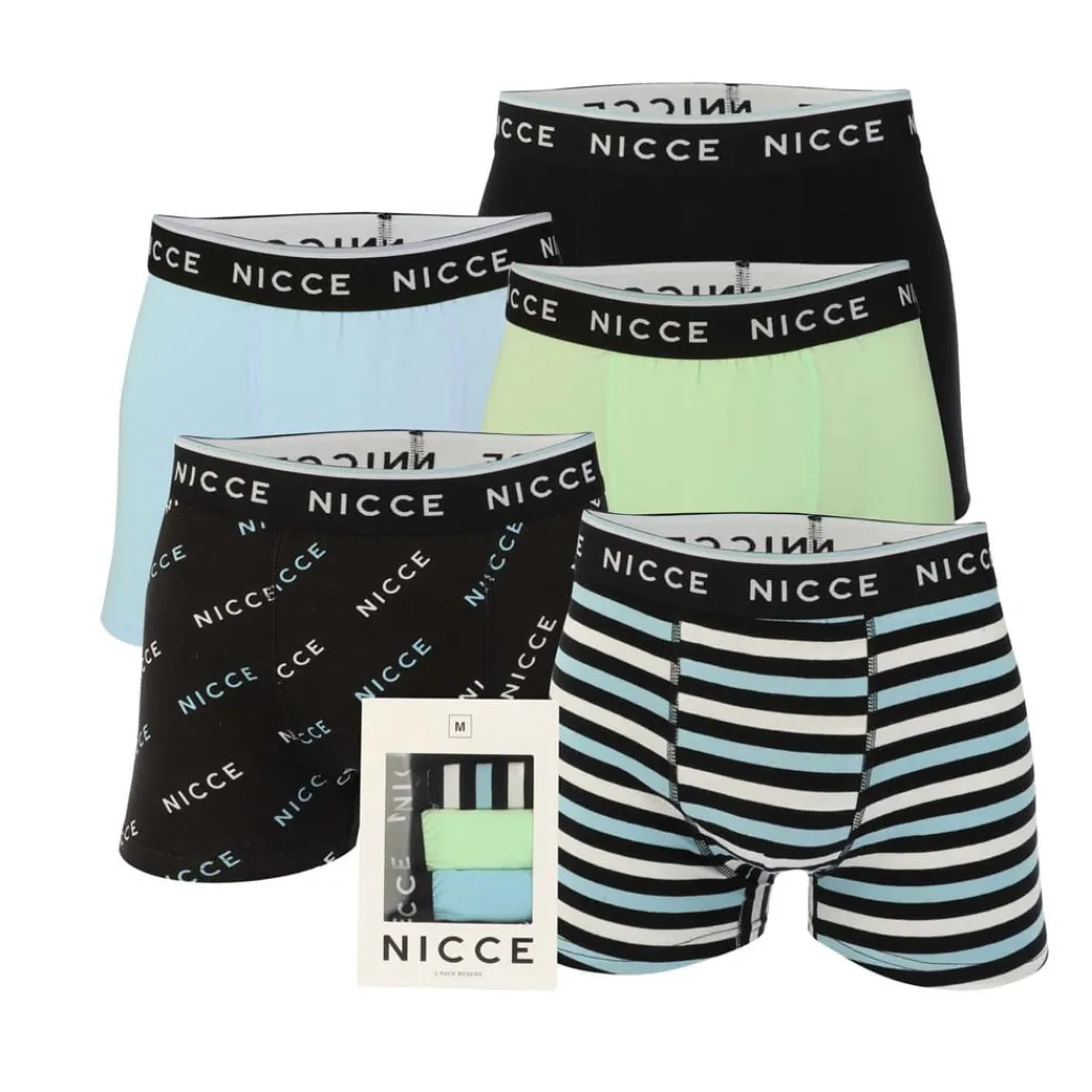 Gifts*NICCE Mens 5 Pack Boxer Shorts in Multi colour