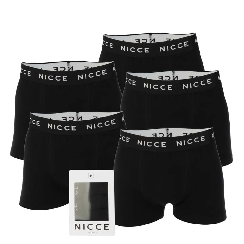 Gifts*NICCE Mens Galan 5 Pack Boxer Shorts in Black