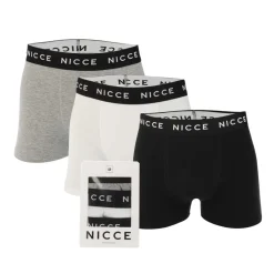 Gifts*NICCE Mens Luzern 3 Pack Boxer Shorts in Black Grey White