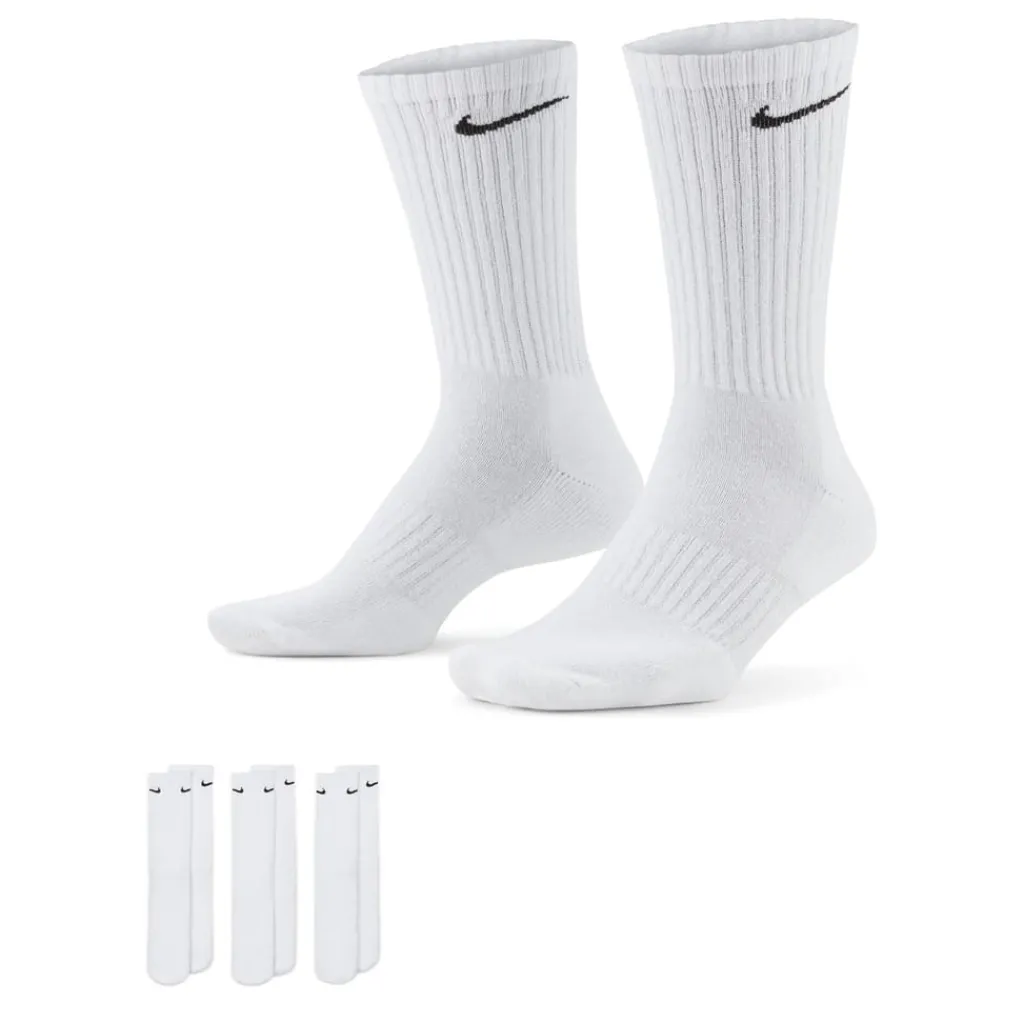 Underwear And Socks*Nike Everyday 3 Pack Cotton Cushioned Crew Socks Mens in White