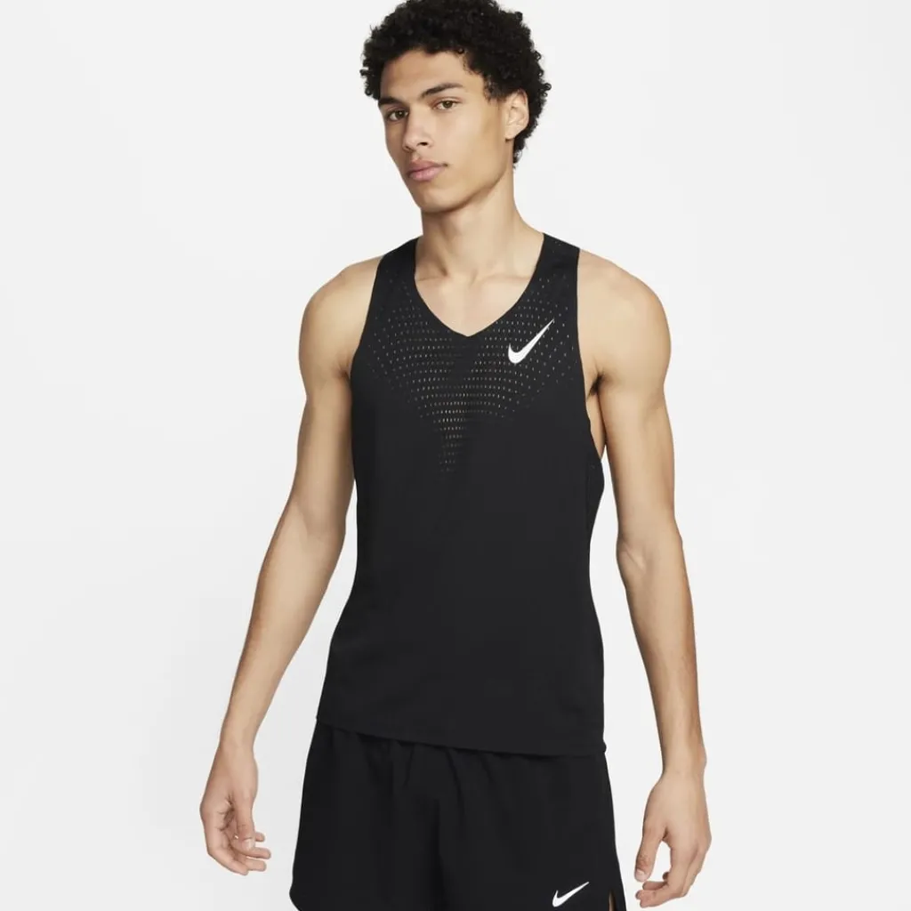 Fitness And Gym Tops*Nike Mens Aeroswift Dri Fit Adv Running Singlet in Black