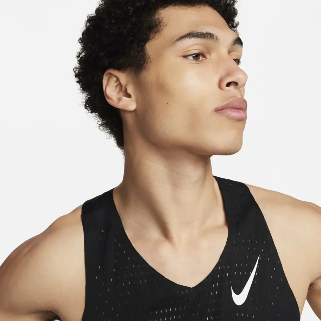 Fitness And Gym Tops*Nike Mens Aeroswift Dri Fit Adv Running Singlet in Black