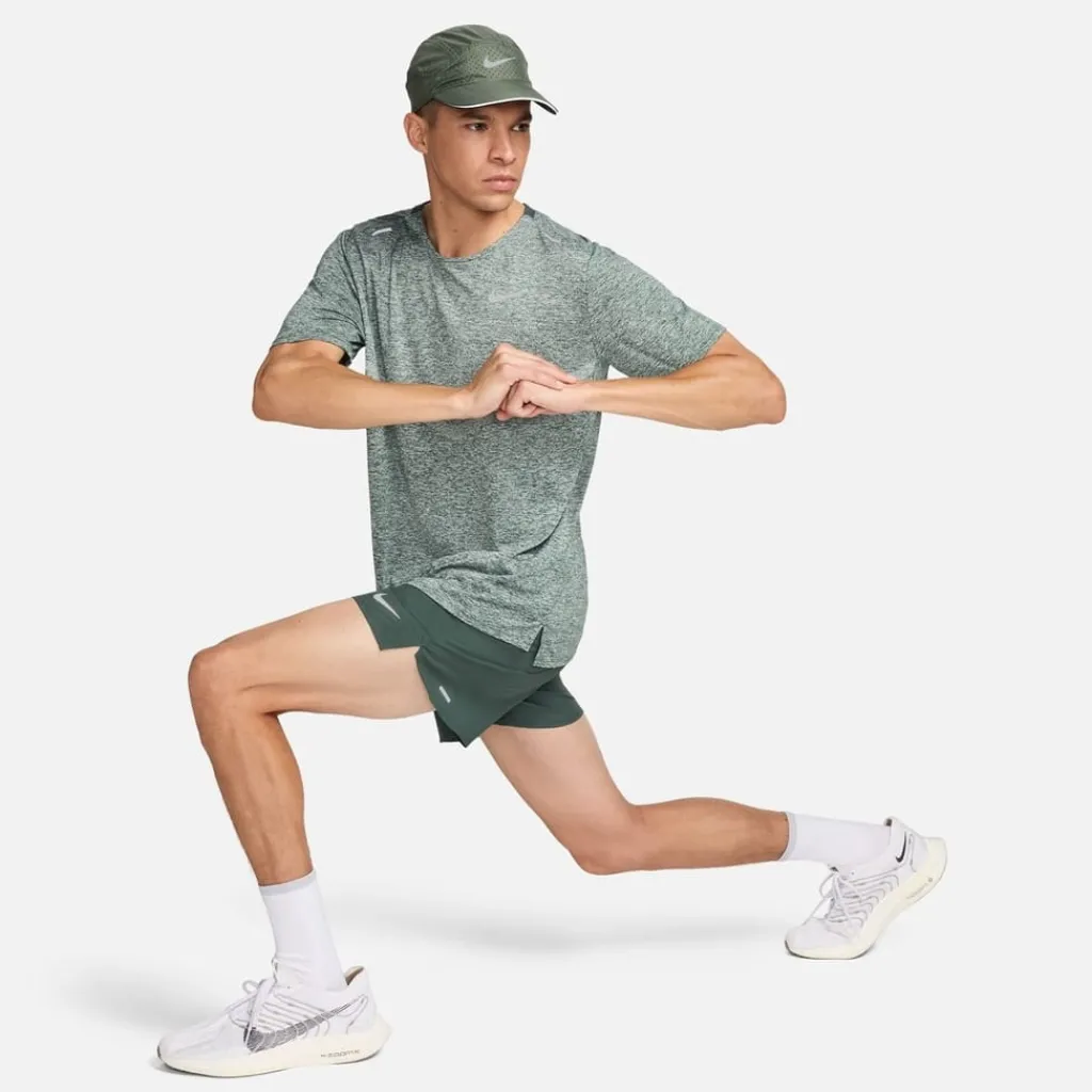 Fitness And Gymwear*Nike Mens Dri Fit Rise 365 Short Sleeve Running Top in Green