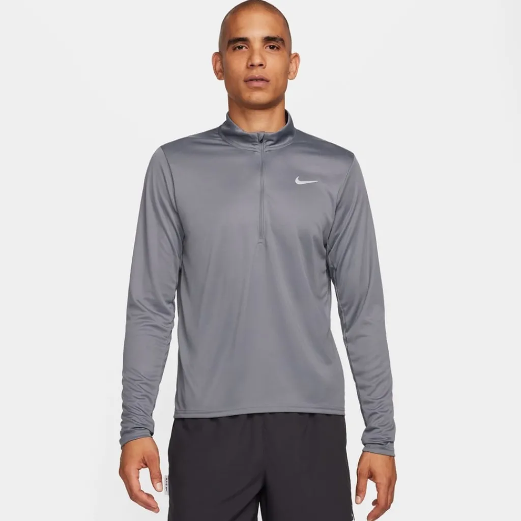 Fitness And Gym Tops*Nike Mens Half Zip Core Long Sleeve Running Top in Grey