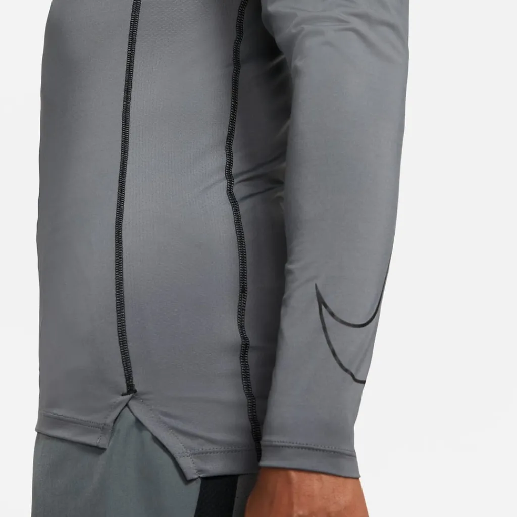 Fitness And Gym Tops*Nike Mens Pro Dri Fit Tight Fit Long Sleeve Top in Grey