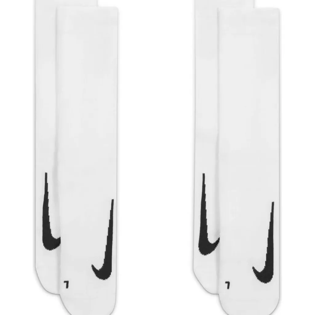 Underwear And Socks*Nike Multiplier Crew Running Socks 2 Pack Unisex Adults in White