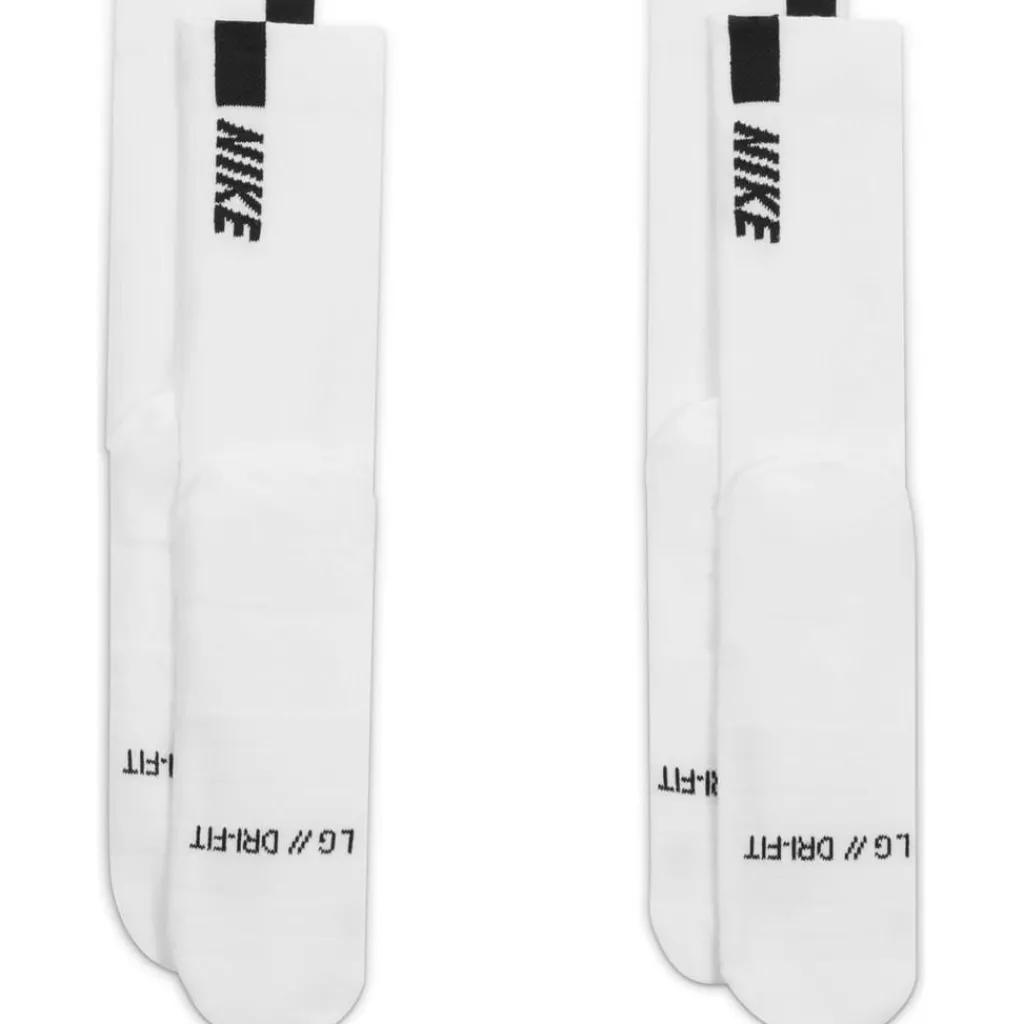Underwear And Socks*Nike Multiplier Crew Running Socks 2 Pack Unisex Adults in White