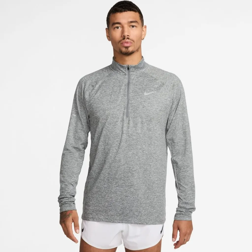 Fitness And Gymwear|Fitness And Gym Tops*Nike Stride Zip Neck Regular Fit T-Shirt in Grey