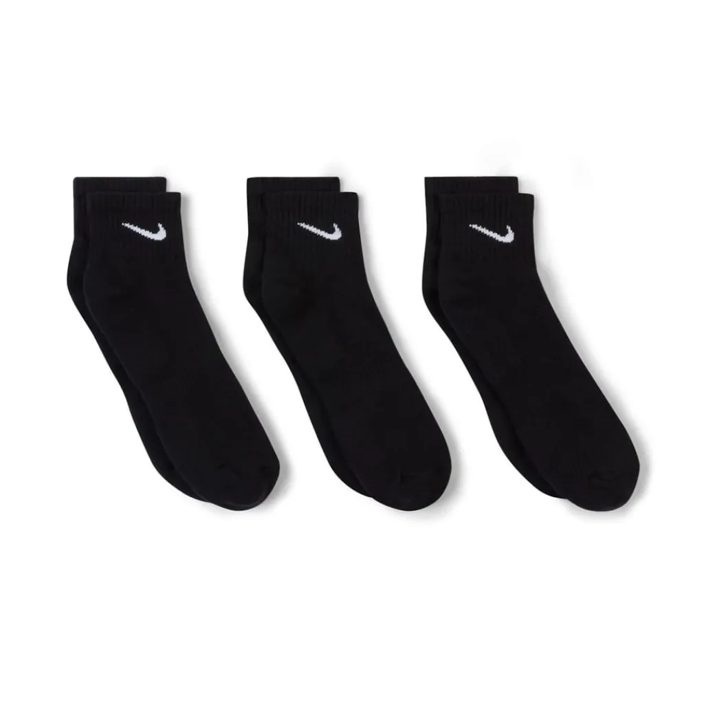 Underwear And Socks*Nike Three Pack Quarter Socks Mens in Black