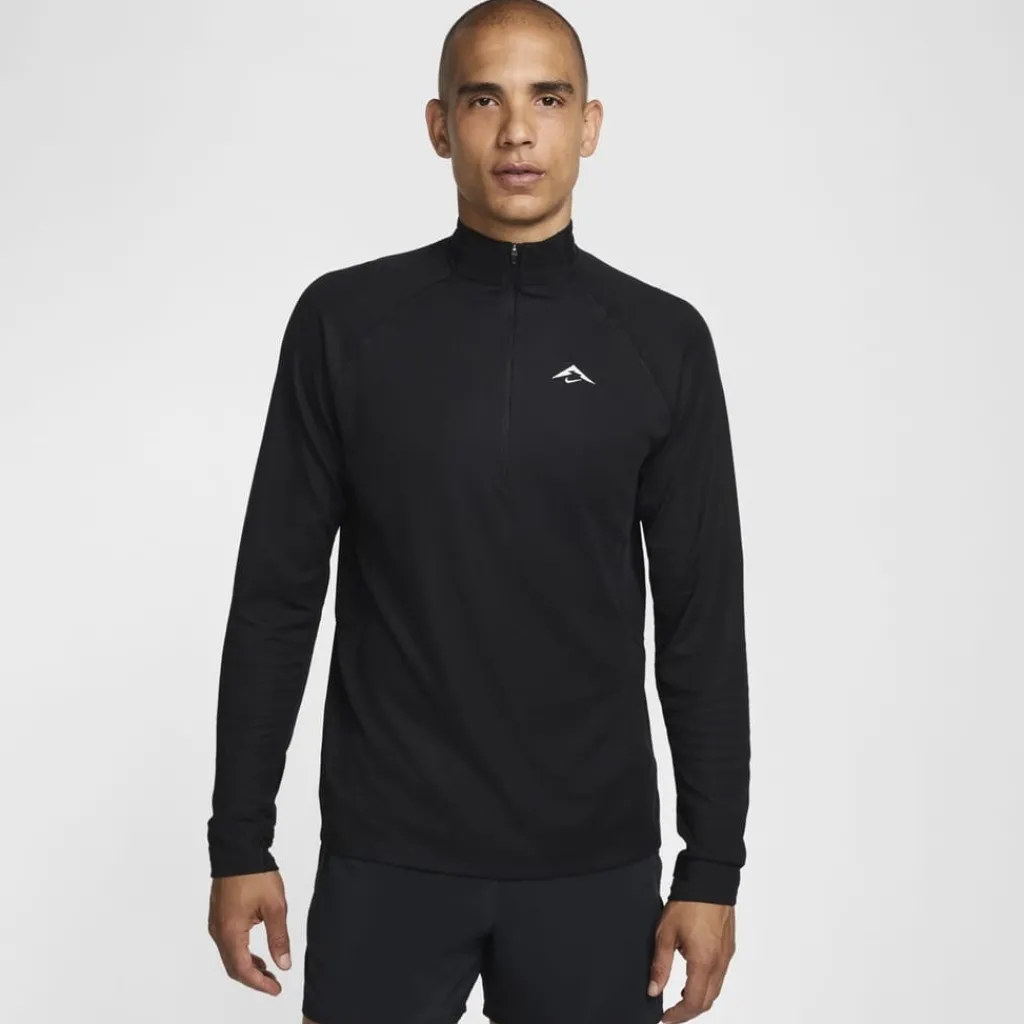 Fitness And Gym Tops*Nike Trail Long Sleeve Mid Layer T-Shirt in Black