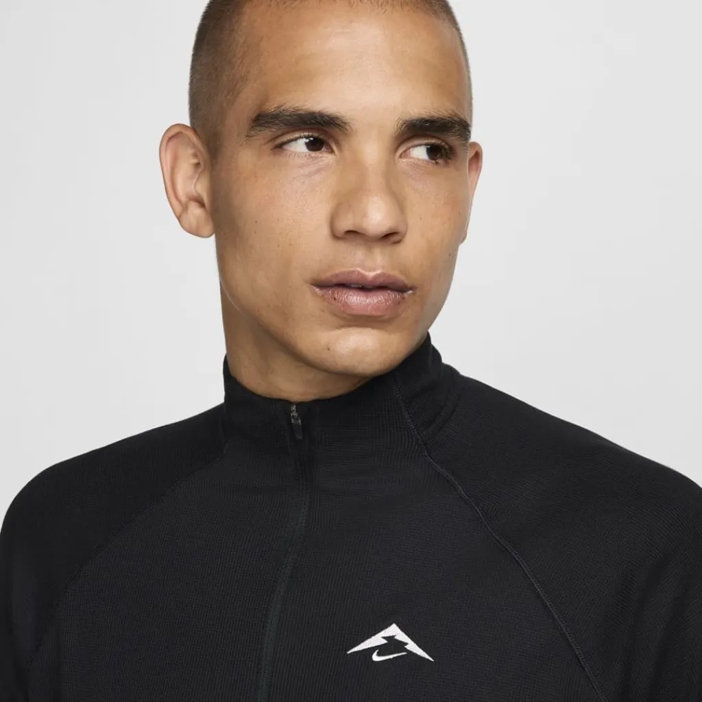 Fitness And Gym Tops*Nike Trail Long Sleeve Mid Layer T-Shirt in Black